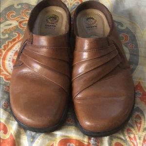 Brown slide on shoes